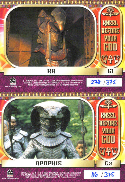 Stargate SG-1 Season Eight Kneel Before Your God Limited Chase Card Set G1 G2   - TvMovieCards.com