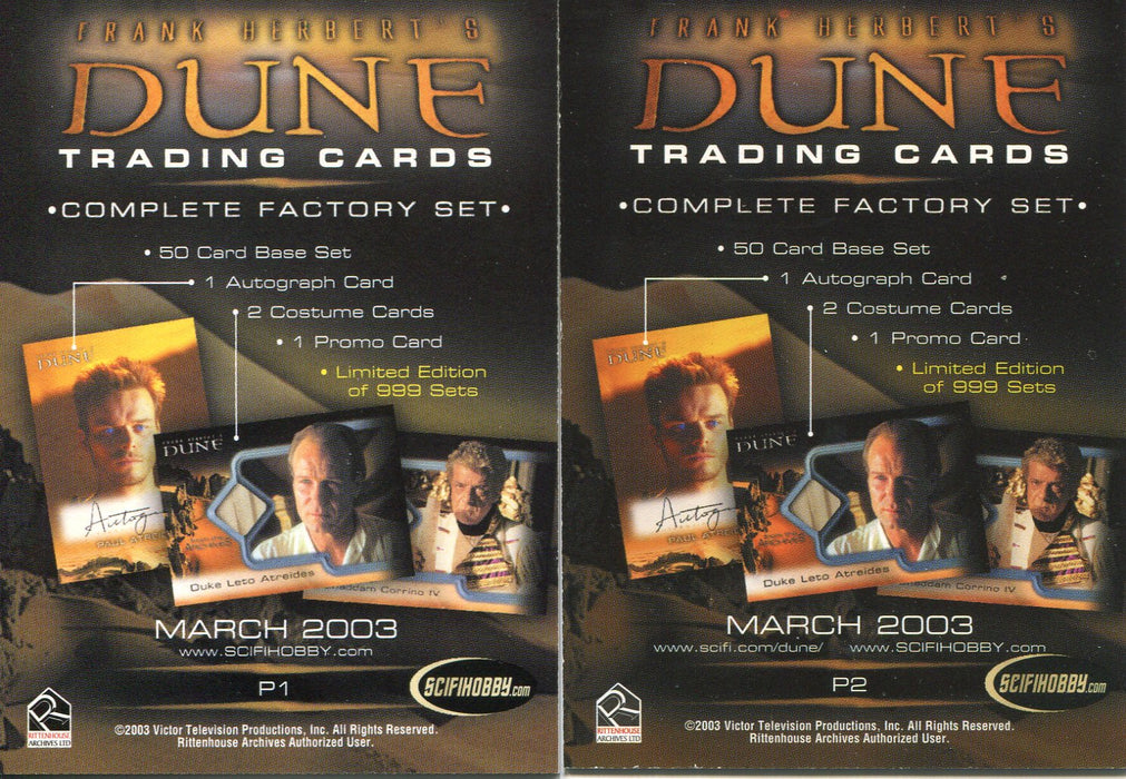 Dune Miniseries Commemorative Promo Card Set P1 and P2 Rittenhouse 2003   - TvMovieCards.com