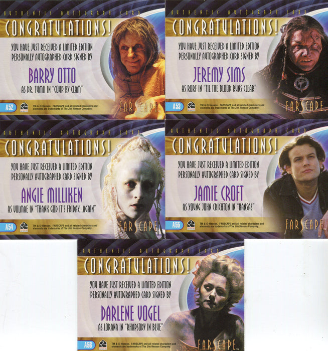 Farscape Through the Wormhole Autograph Card Lot 5 Different Cards   - TvMovieCards.com