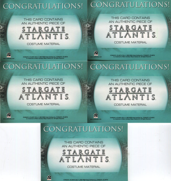 Stargate Atlantis Season One Costume Card Lot 5 Cards   - TvMovieCards.com