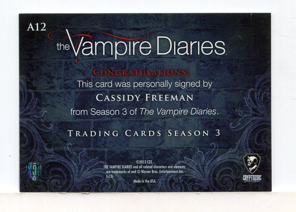 Vampire Diaries Season Three Cassidy Freeman as Sage Autograph Card A12   - TvMovieCards.com