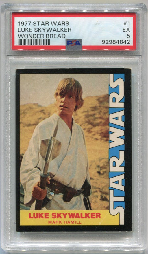 1977 Star Wars Wonder Bread Luke Skywalker #1 Trading Card PSA 5 EX   - TvMovieCards.com