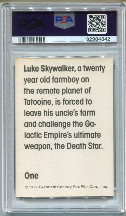 1977 Star Wars Wonder Bread Luke Skywalker #1 Trading Card PSA 5 EX   - TvMovieCards.com