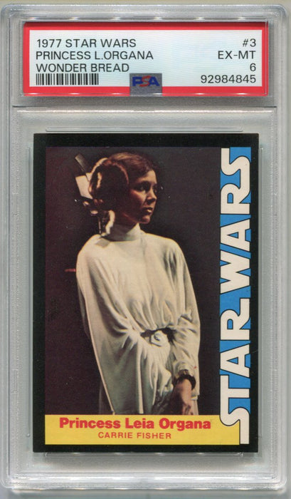 1977 Star Wars Wonder Bread Princess Leia Organa #3 Trading Card PSA 6 EX-MT   - TvMovieCards.com