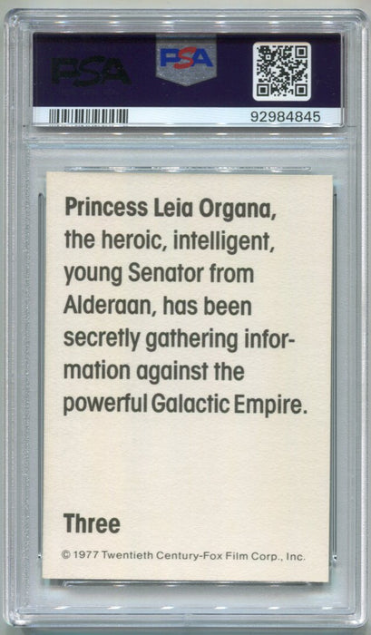 1977 Star Wars Wonder Bread Princess Leia Organa #3 Trading Card PSA 6 EX-MT   - TvMovieCards.com