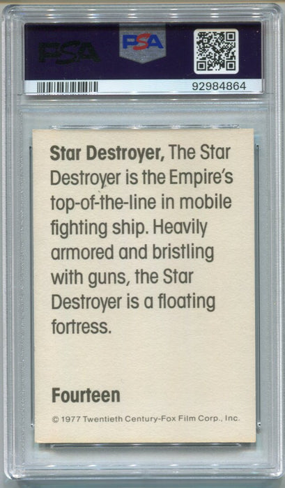 1977 Star Wars Wonder Bread Star Destroyer #14 Trading Card PSA 7 NM   - TvMovieCards.com