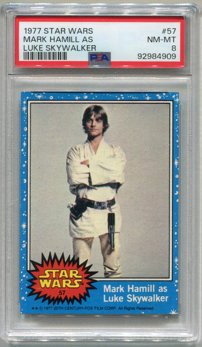 1977 Star Wars Mark Hamill as Luke Skywalker #57 Trading Card PSA 8 NM-MT   - TvMovieCards.com