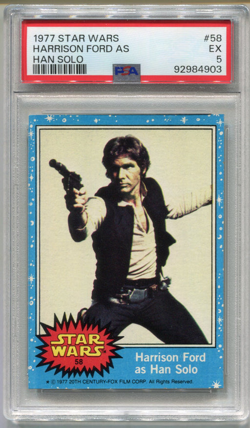 1977 Star Wars Harrison Ford As Han Solo #58 Trading Card PSA 5 EX   - TvMovieCards.com