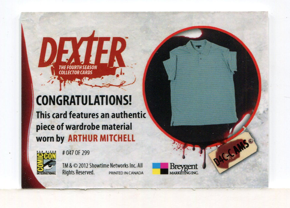 DEXTER Season 4 Wardrobe Costume Card Arthur Mitchell D4C-C AMS   - TvMovieCards.com