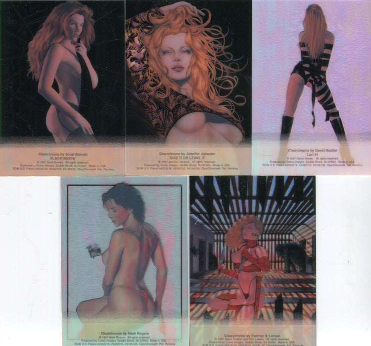 The New American Pin-up Clearchrome Chase Card Set 5 Cards Comic Images 1997   - TvMovieCards.com