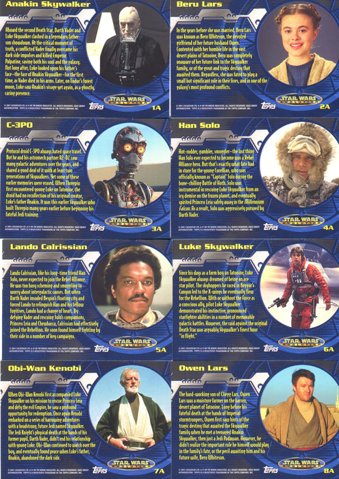 Star Wars Evolution Level "A" Foil Chase Card Set 1A thru 12A Topps 2001   - TvMovieCards.com