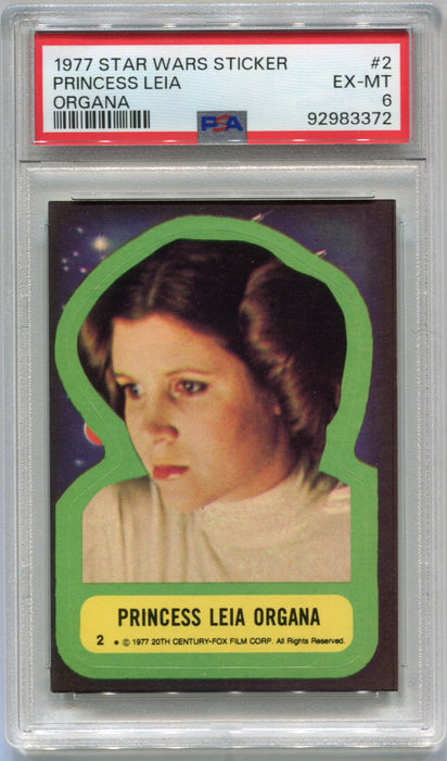 1977 Star Wars Sticker Princess Leia Organa #2 Trading Card PSA 6 EX-MT   - TvMovieCards.com