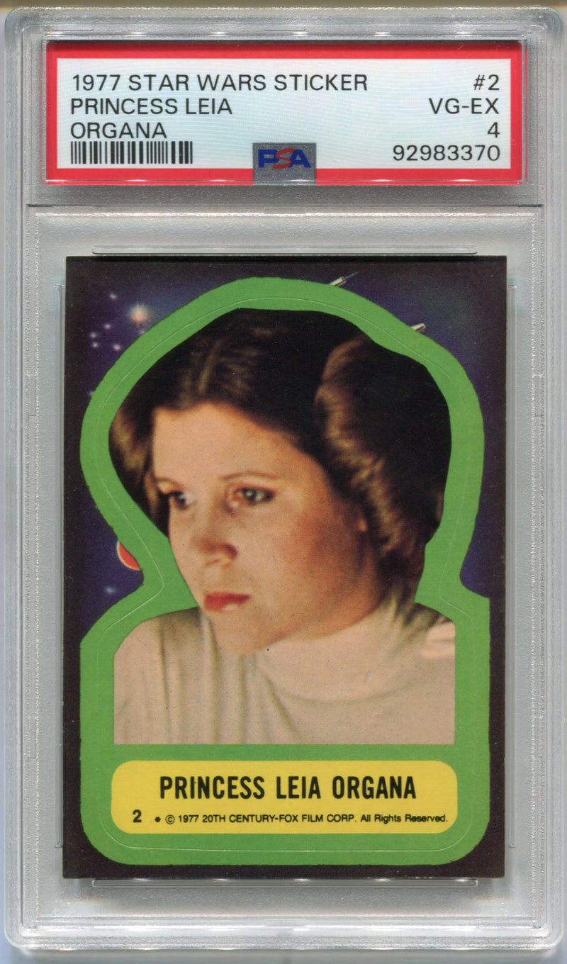 1977 Star Wars Sticker Princess Leia Organa #2 Trading Card PSA 4 VG-EX   - TvMovieCards.com