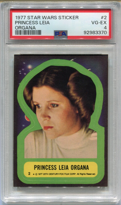 1977 Star Wars Sticker Princess Leia Organa #2 Trading Card PSA 4 VG-EX   - TvMovieCards.com