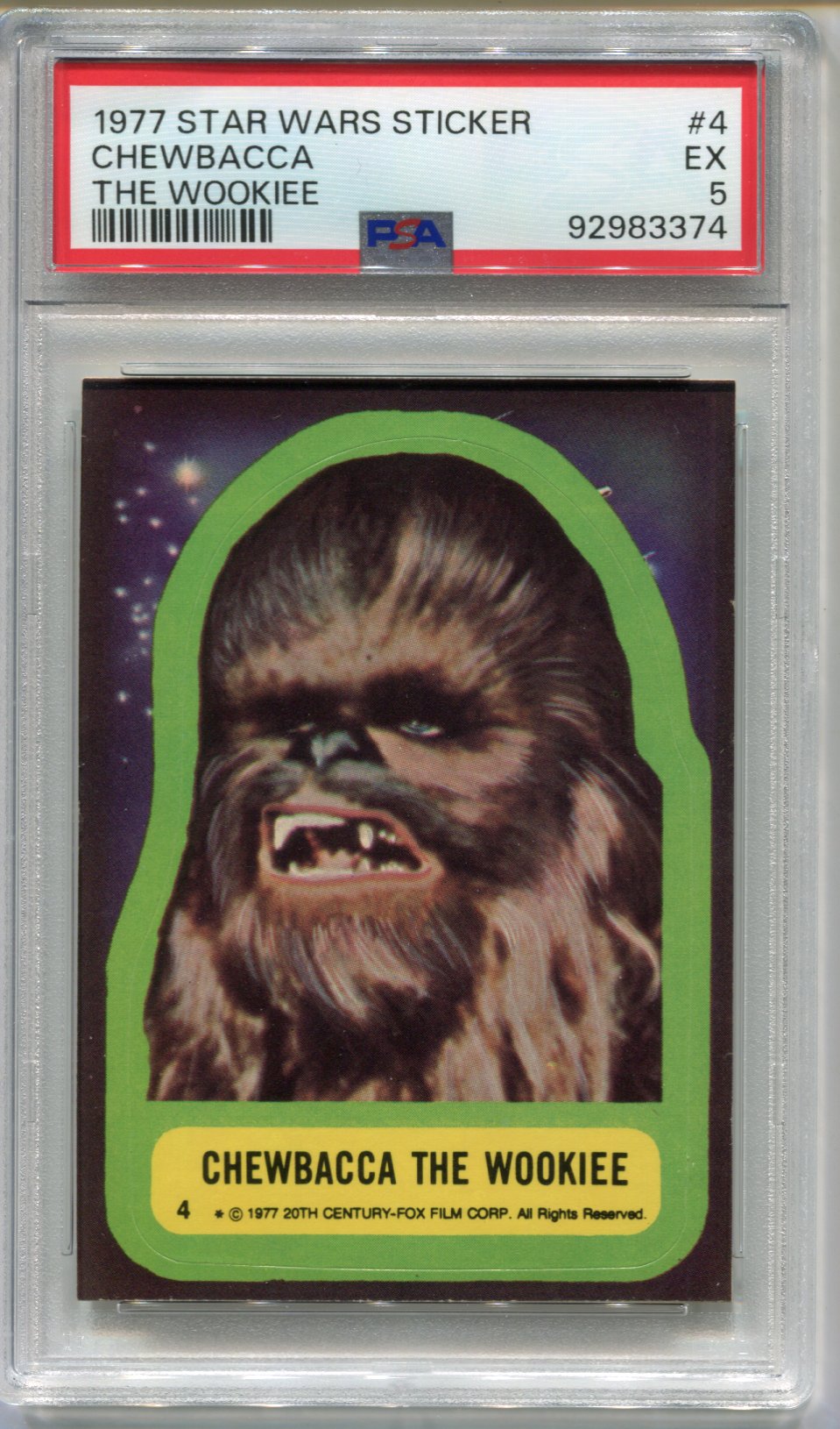 1977 Star Wars Sticker Chewbacca The Wookiee #4 Trading Card PSA 5