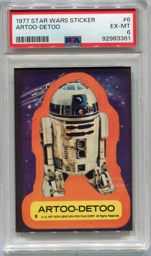 1977 Star Wars Sticker ARTOO-DETOO R2D2 #6 Trading Card PSA 6 EX-MT   - TvMovieCards.com