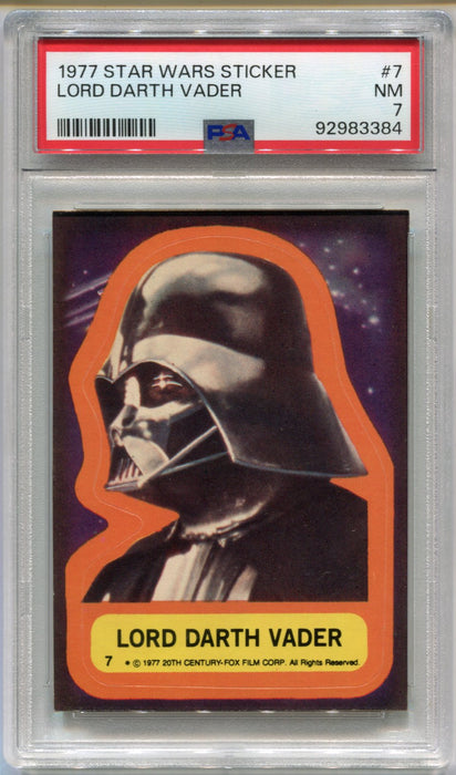 1977 Star Wars Sticker Lord Darth Vader #7 Trading Card PSA 7 NM   - TvMovieCards.com