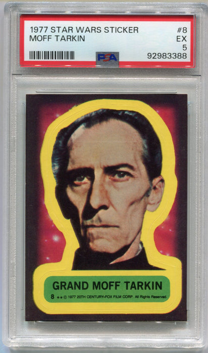 1977 Star Wars Sticker Grand Moff Tarkin #8 Trading Card PSA 5 EX   - TvMovieCards.com