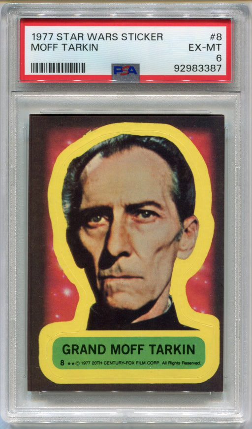 1977 Star Wars Sticker Grand Moff Tarkin #8 Trading Card PSA 6 EX-MT   - TvMovieCards.com