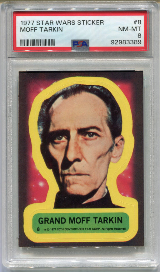 1977 Star Wars Sticker Grand Moff Tarkin #8 Trading Card PSA 8 NM-MT   - TvMovieCards.com