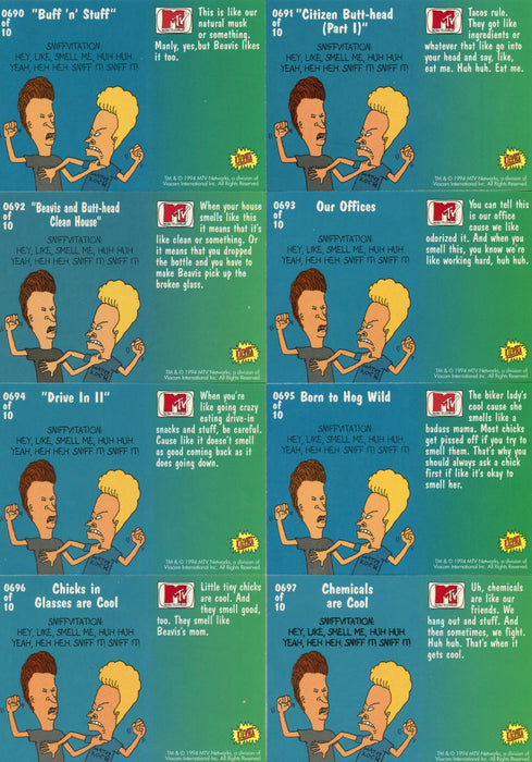 Beavis & Butthead MTV Scratch n'Sniff Chase Cards Set 10 Cards Fleer Ultra 1994   - TvMovieCards.com