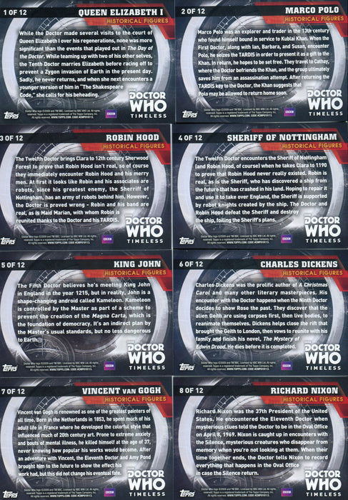 Doctor Who Timeless Historical Figures Chase Card Set 12 Cards Topps   - TvMovieCards.com