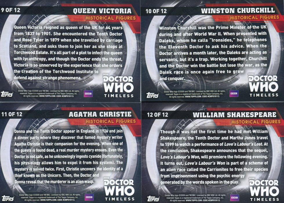 Doctor Who Timeless Historical Figures Chase Card Set 12 Cards Topps   - TvMovieCards.com