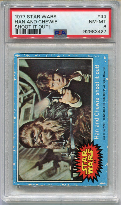 1977 Star Wars Han and Chewie Shoot It Out! #44 Trading Card PSA 8 NM-MT   - TvMovieCards.com