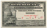 1920 Republican National Convention Ticket Third Day Guest Chicago - TvMovieCards.com