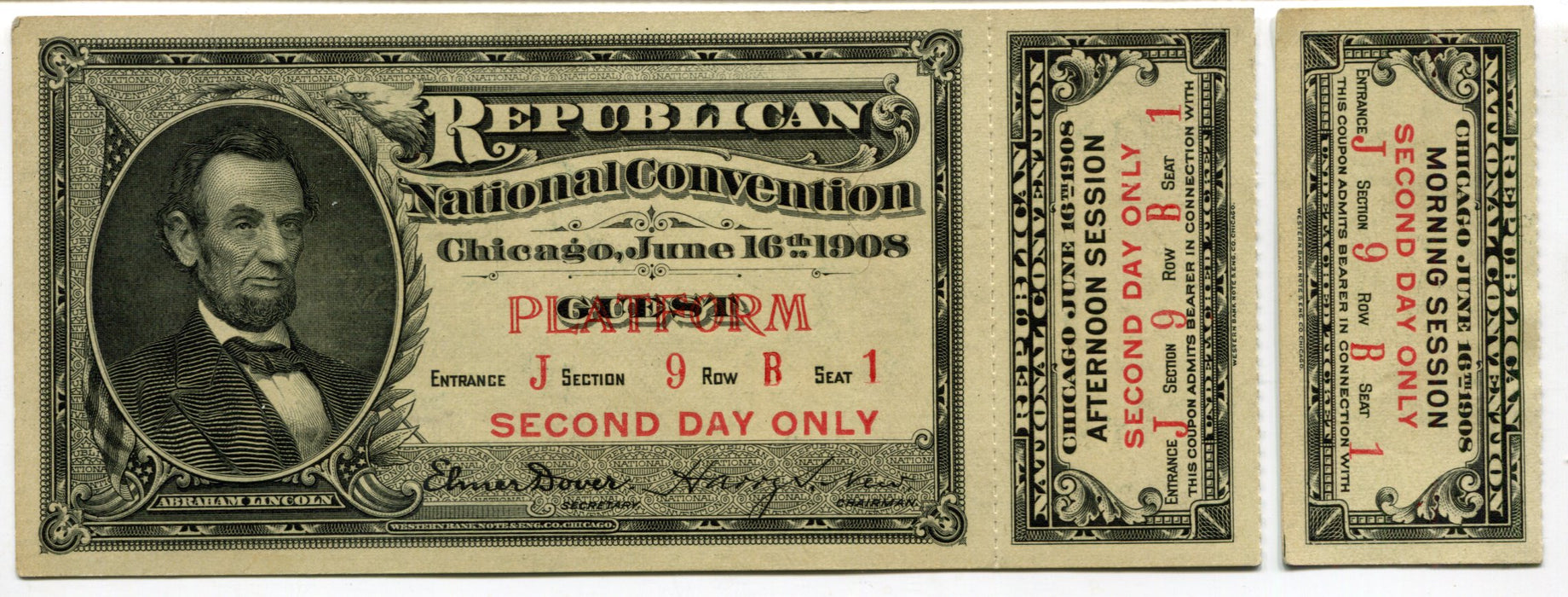 1908 Republican National Convention Ticket Second Day Guest William H Taft - TvMovieCards.com