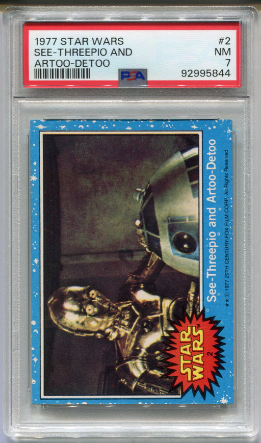 1977 Star Wars See-Threepio & Artoo-Detoo C3P0 R2D2 #2 Trading Card PSA 7 NM   - TvMovieCards.com