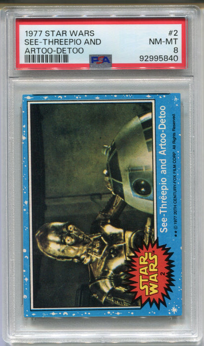 1977 Star Wars See-Threepio & Artoo-Detoo C3P0 R2D2 #2 Trading Card PSA 8 NM-MT   - TvMovieCards.com