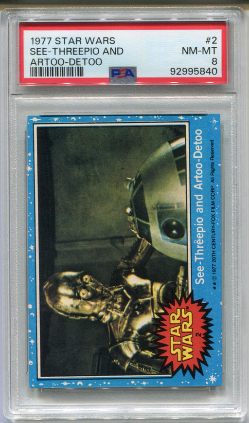 1977 Star Wars See-Threepio & Artoo-Detoo C3P0 R2D2 #2 Trading Card PSA 8 NM-MT   - TvMovieCards.com