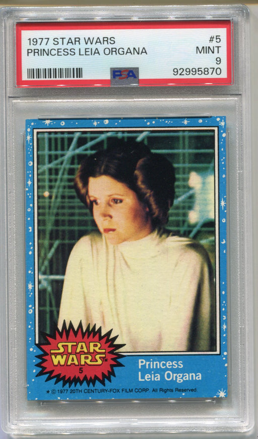 1977 Star Wars Princess Leia Organa #5 Trading Card PSA 9 MINT   - TvMovieCards.com