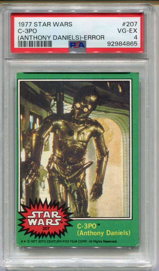 1977 Star Wars C-3PO Anthony Daniels #207 GOLDENROD ERROR PSA 4 VG-EX Card   - TvMovieCards.com