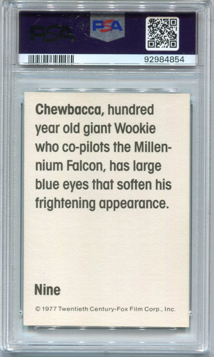 1977 Star Wars Wonder Bread Chewbacca #9 Trading Card PSA 7 NM   - TvMovieCards.com