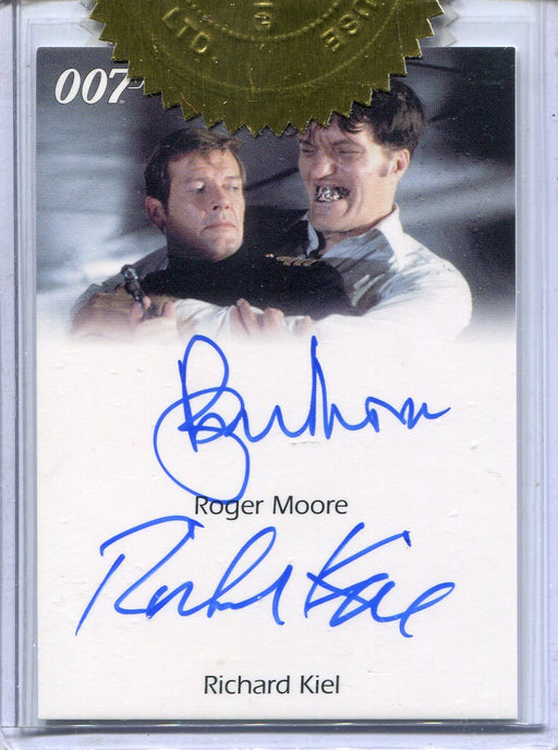 James Bond 50th Anniversary 2 Roger Moore & Richard Kiel Dual Autograph Card   - TvMovieCards.com