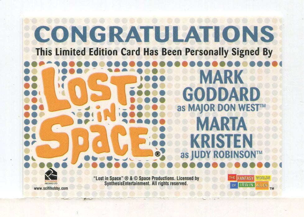 Lost in Space Complete Mark Goddard and Marta Kristen Double Autograph Card   - TvMovieCards.com