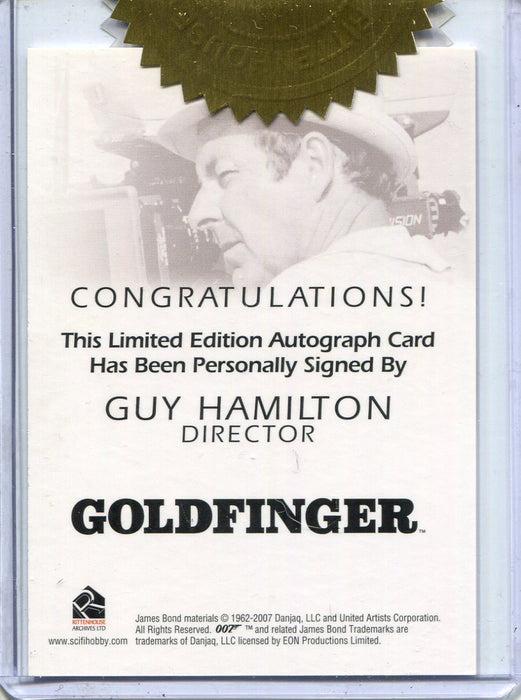 James Bond in Motion 2008 3 Case Dealer Incentive Guy Hamilton Autograph Card   - TvMovieCards.com