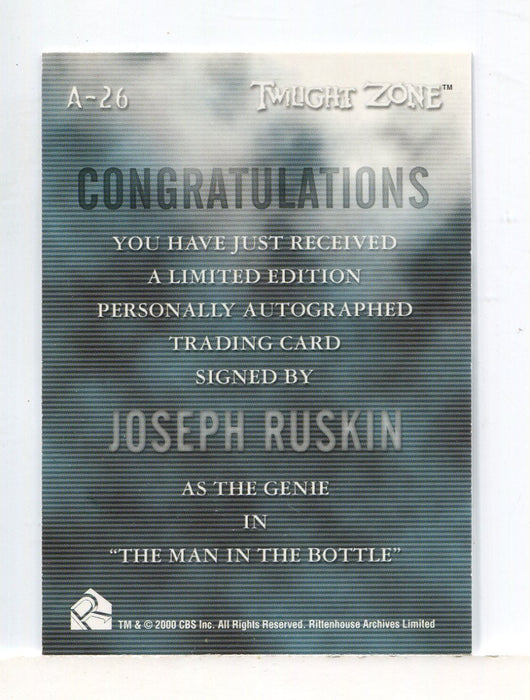 Twilight Zone 2 The Next Dimension Joseph Ruskin Autograph Card A-26   - TvMovieCards.com