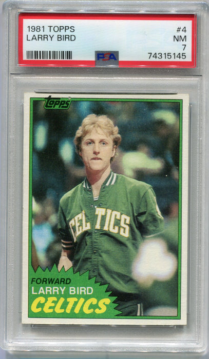 1981 Topps Basketball Larry Bird #4 Trading Card Boston Celtics PSA 7 NM   - TvMovieCards.com