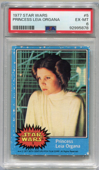 1977 Star Wars Princess Leia Organa #5 Trading Card PSA 6 EX-MT   - TvMovieCards.com