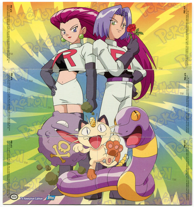 1999 Pokemon Animated TV Series 3 Non Holo Puzzle P01-P06 Chase Card Set   - TvMovieCards.com