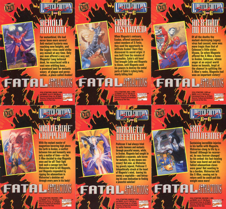 Marvel  X-Men 1994 Fleer Ultra Fatal Attraction 6 Chase Card Set   - TvMovieCards.com