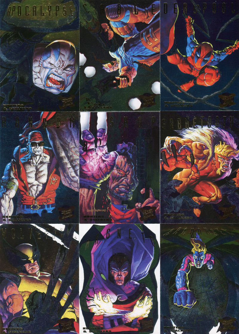 Marvel X-Men Ultra Hunters & Stalkers GOLD Powerblast Chase Card Set (9) 1995 Fl - TvMovieCards.com