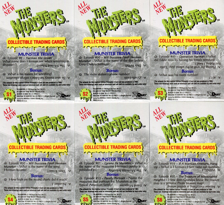 Munsters Deluxe Series Two Prismatic Chase Card Set S1-6 Dart Flipcards 1997   - TvMovieCards.com