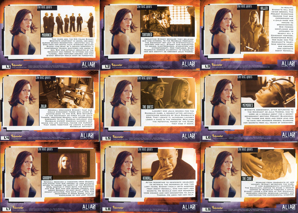 Alias Season 3 The Lost Years Foil Puzzle Chase Card Set L1 thru L9 Inkworks 2004   - TvMovieCards.com