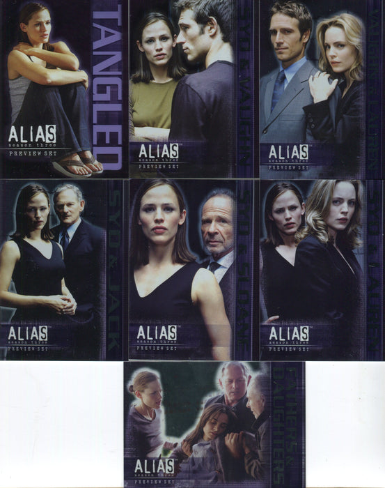 Alias Season 3 Tangled Preview Foil Chase Card Set T1 thru T7  Inkworks 2004   - TvMovieCards.com