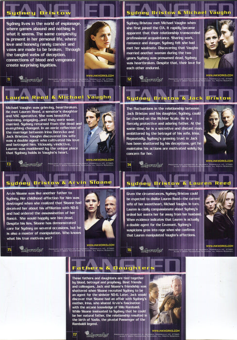 Alias Season 3 Tangled Preview Foil Chase Card Set T1 thru T7  Inkworks 2004   - TvMovieCards.com