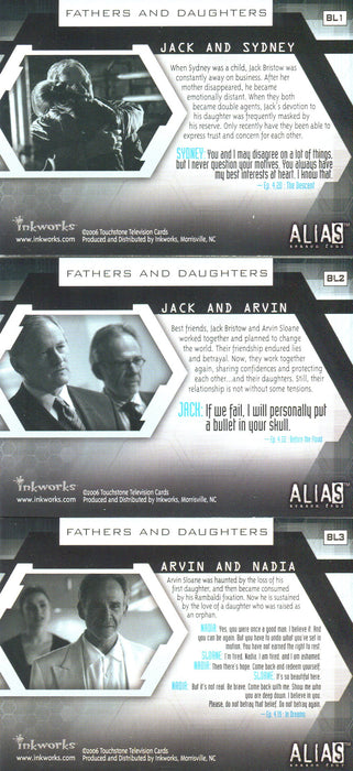 Alias Season 4 Box Loader Foil Chase Card Set BL1 thru BL3  Inkworks 2006   - TvMovieCards.com